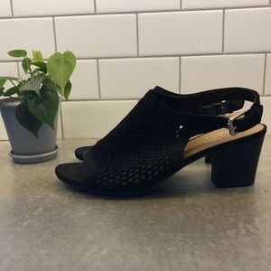 Franco Sarto black suede heels